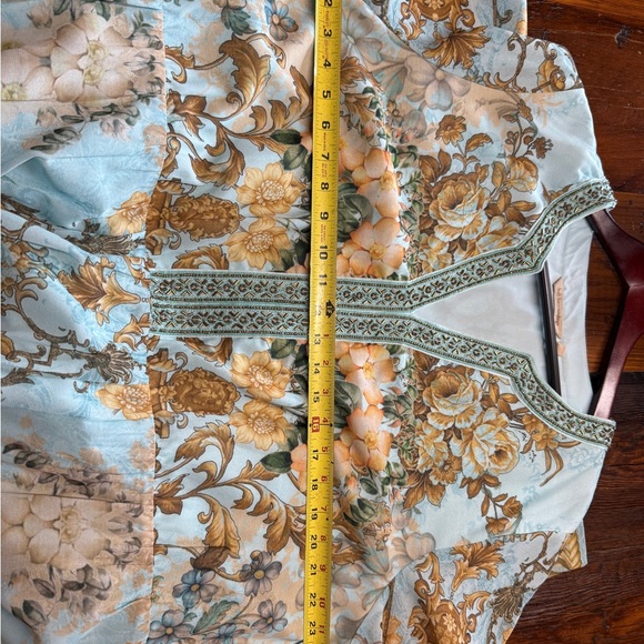 Soft Surroundings Light Blue Floral Maxi Dress with Gold Print - Picture 9 of 10